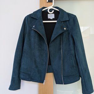 Small Old Navy Teal Faux Suede Moto Jacket